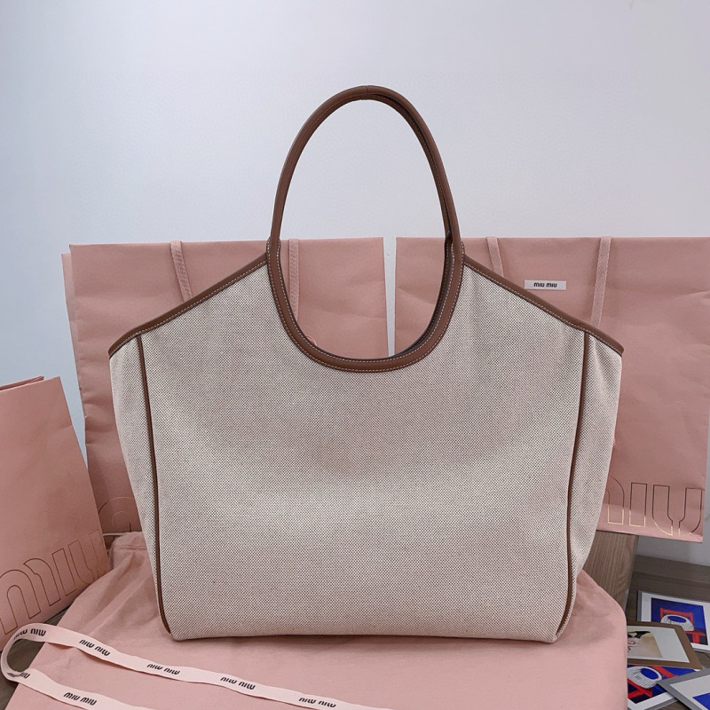 MIU MIU Ivy Canvas And Leather Tote Bag