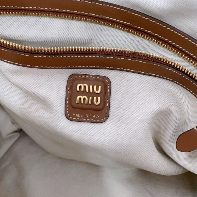 MIU MIU Ivy Canvas And Leather Tote Bag