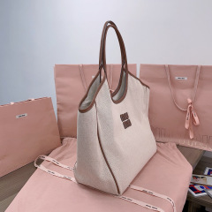 MIU MIU Ivy Canvas And Leather Tote Bag