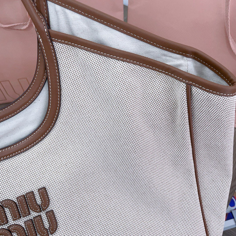 MIU MIU Ivy Canvas And Leather Tote Bag