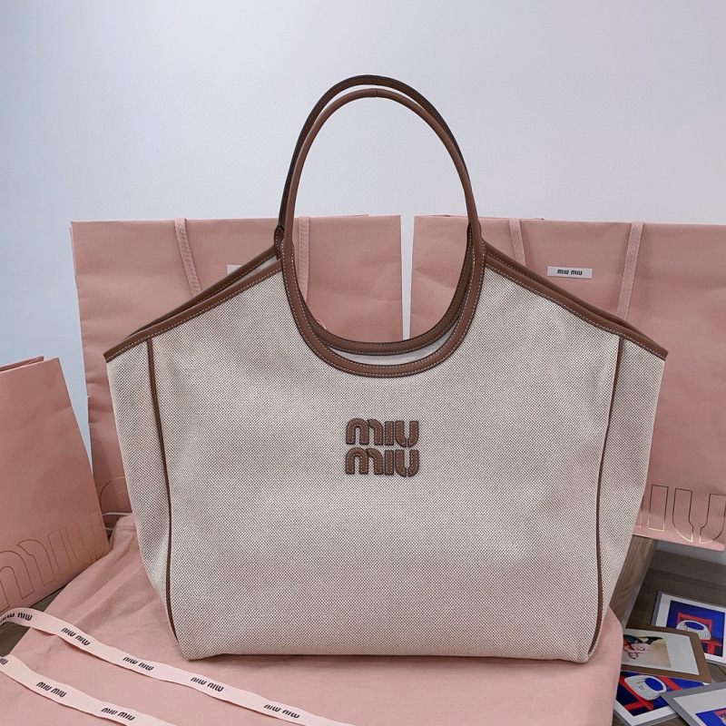 MIU MIU Ivy Canvas And Leather Tote Bag