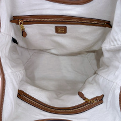 MIU MIU Ivy Canvas And Leather Tote Bag