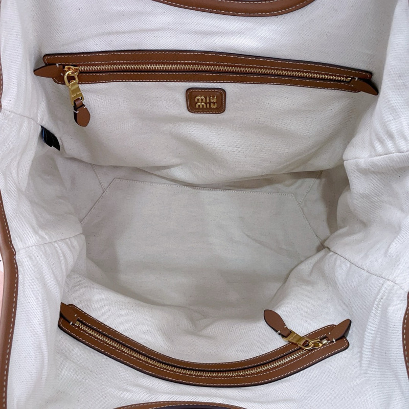 MIU MIU Ivy Canvas And Leather Tote Bag