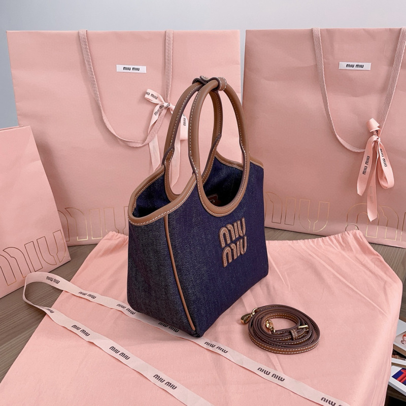 MIU MIU Ivy Canvas And Leather Tote Bag