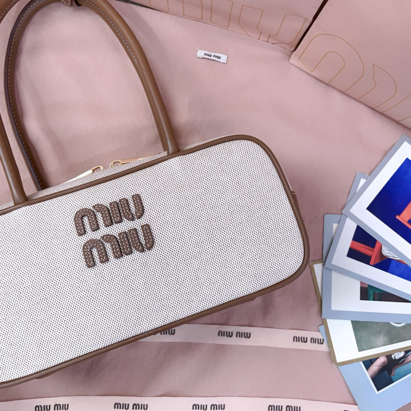 MIU MIU Beau Canvas and Leather bag