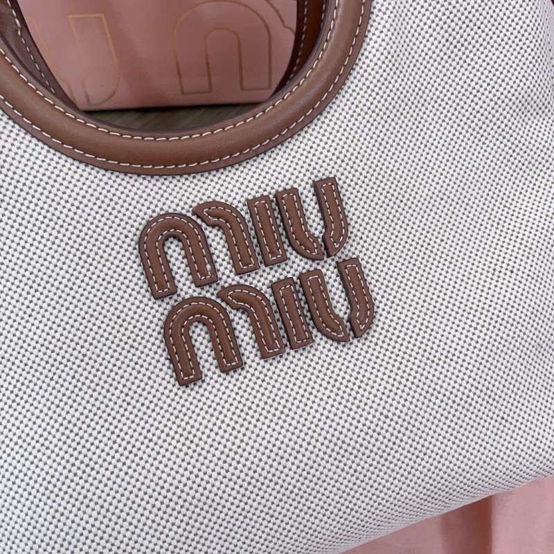 MIU MIU Ivy Canvas And Leather Tote Bag