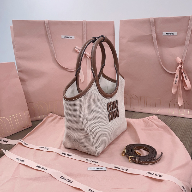 MIU MIU Ivy Canvas And Leather Tote Bag