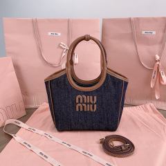 MIU MIU Ivy Canvas And Leather Tote Bag