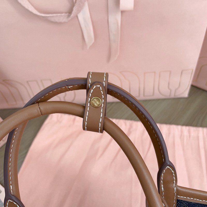 MIU MIU Ivy Canvas And Leather Tote Bag