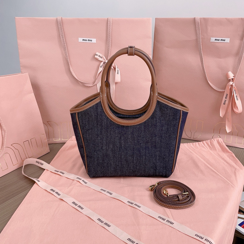 MIU MIU Ivy Canvas And Leather Tote Bag