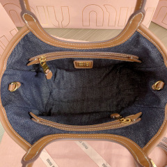 MIU MIU Ivy Canvas And Leather Tote Bag