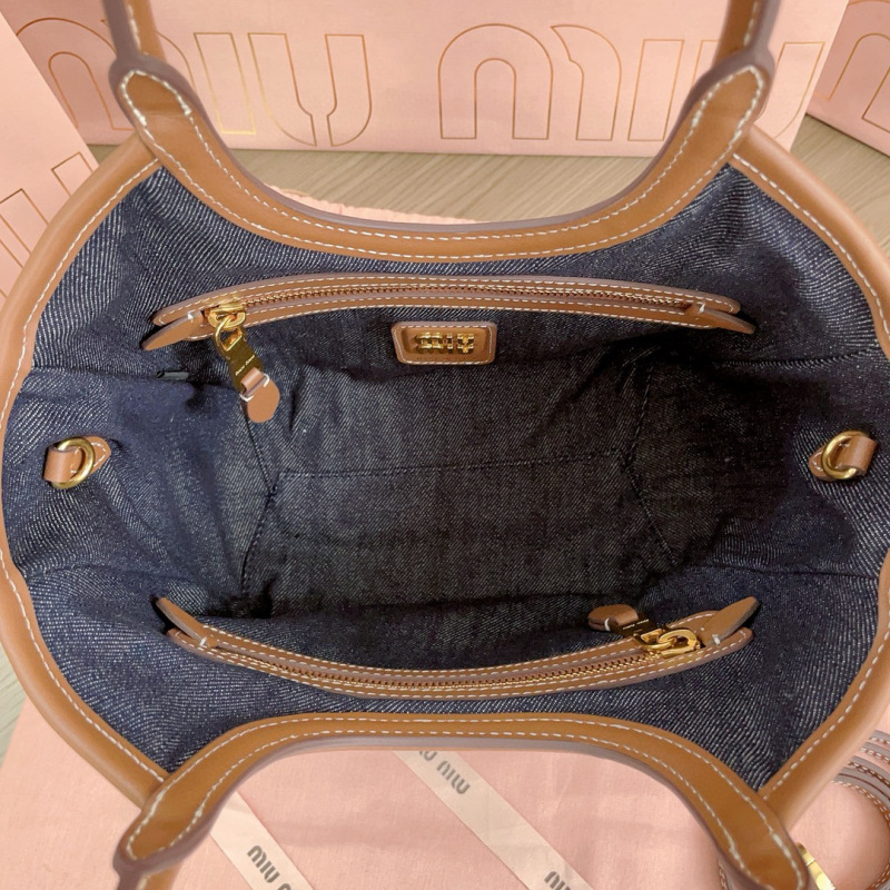 MIU MIU Ivy Canvas And Leather Tote Bag