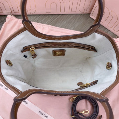 MIU MIU Ivy Canvas And Leather Tote Bag
