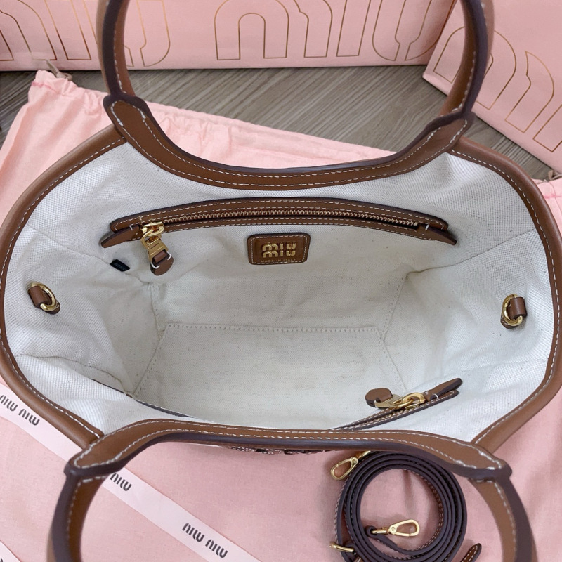 MIU MIU Ivy Canvas And Leather Tote Bag