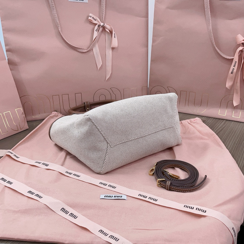 MIU MIU Ivy Canvas And Leather Tote Bag