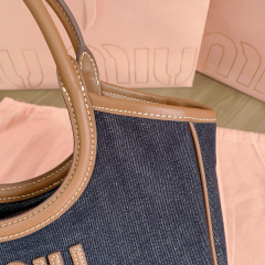 MIU MIU Ivy Canvas And Leather Tote Bag