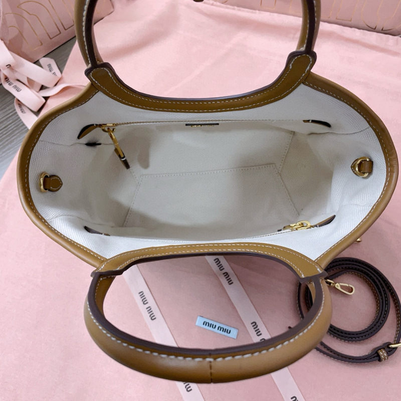 MIU MIU Ivy Canvas And Leather Tote Bag