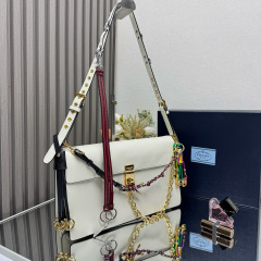 Prada Soft Sound large leather shoulder bag with charms