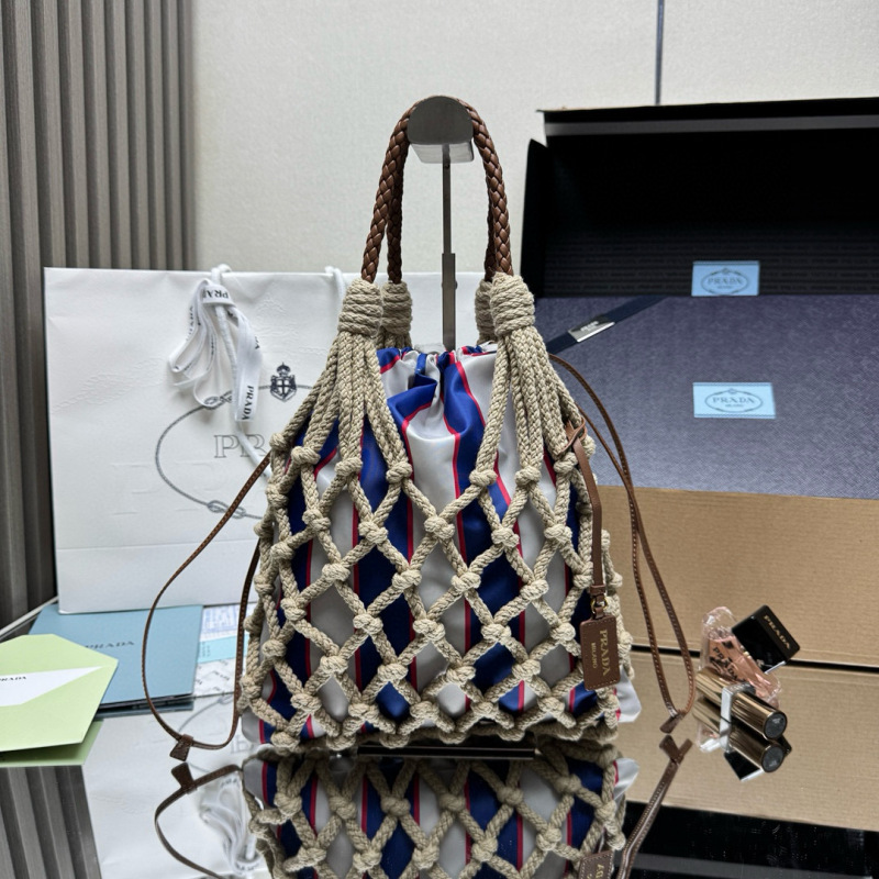 Prada Noué medium cotton macramé bag