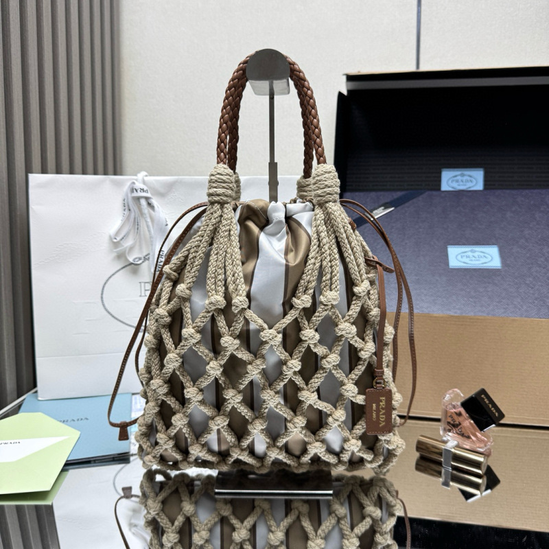 Prada Noué medium cotton macramé bag