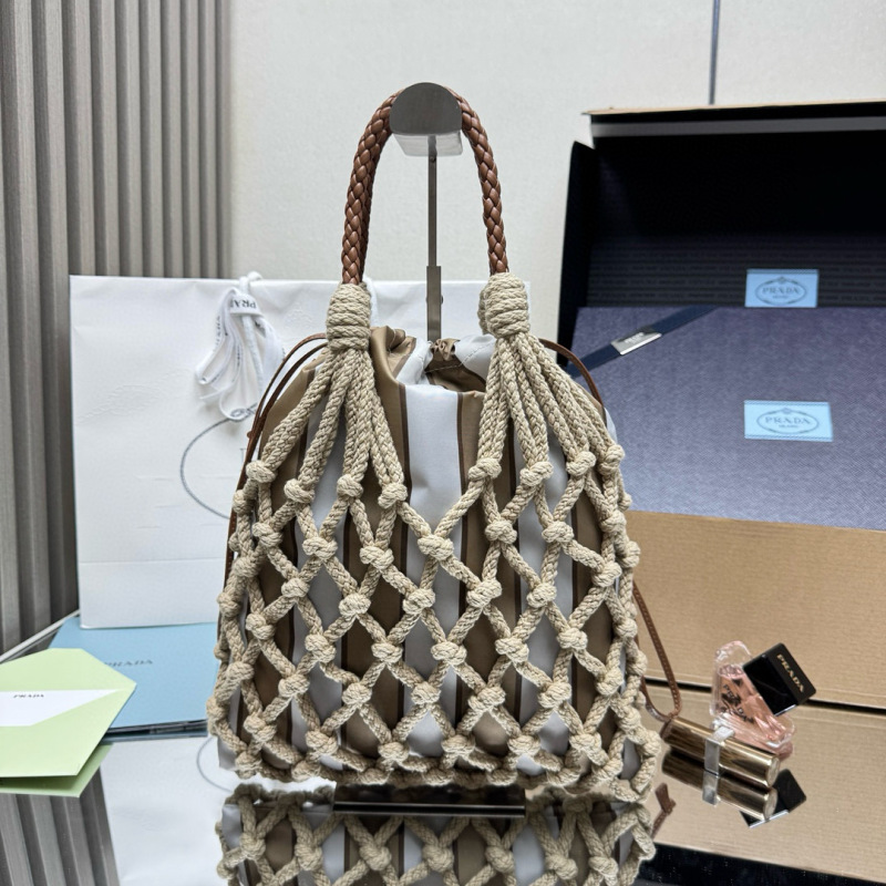 Prada Noué medium cotton macramé bag