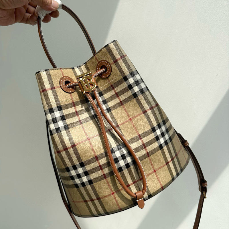 BURBERRY Small Check Bucket Bag