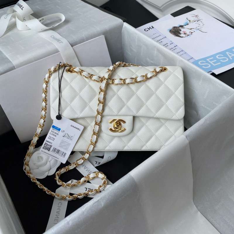 CHANEL Classic Flap Bag Grained Calfskin 23cm