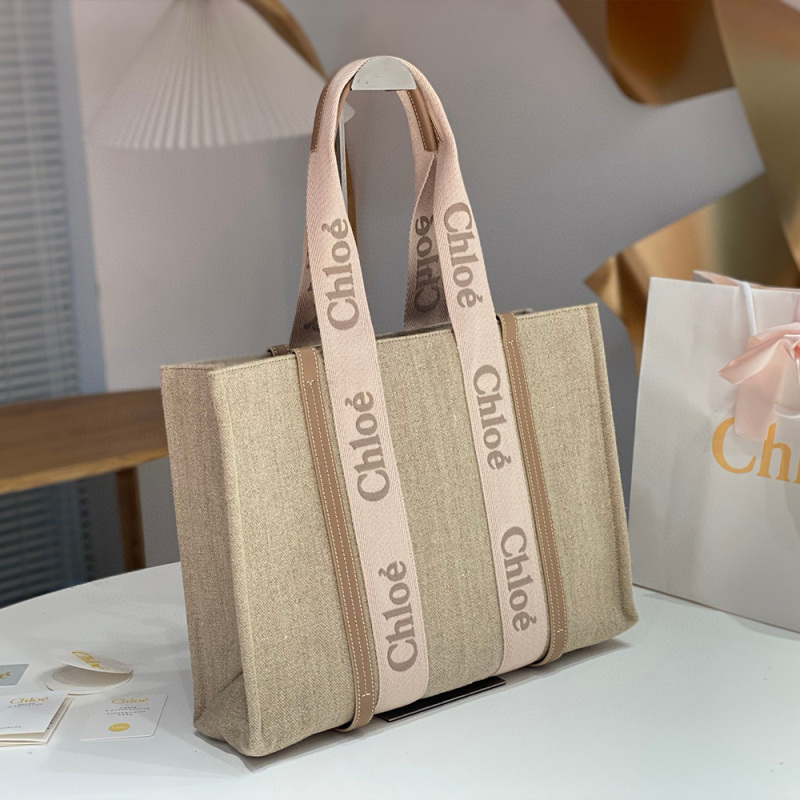 CHLOÉ LARGE TOTE BAG IN LINEN