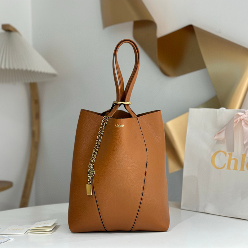 CHLOÉ SPIN TOTE BAG IN GRAINED LEATHER