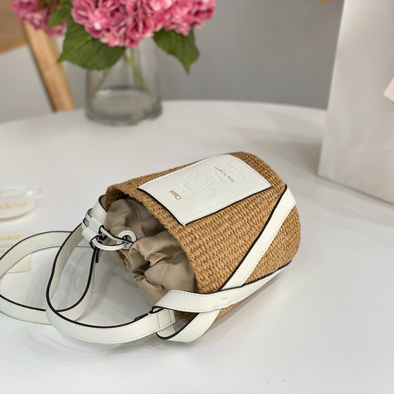 CHLOÉ SMALL WOODY BASKET IN NATURAL FIBERS