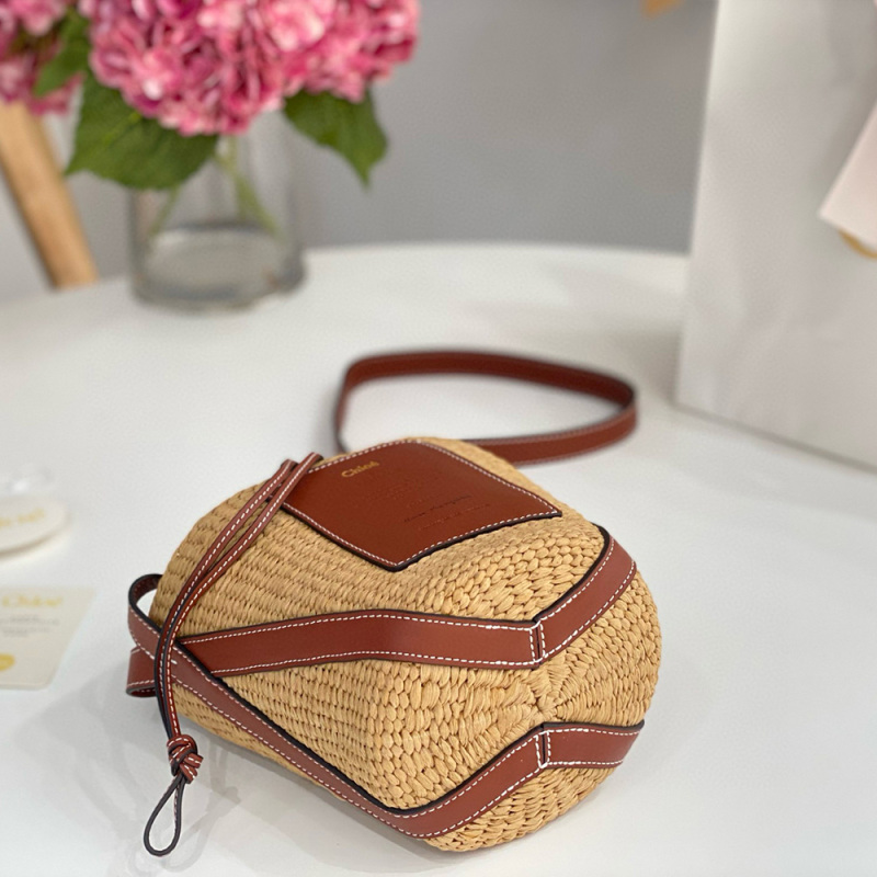 CHLOÉ SMALL WOODY BASKET IN NATURAL FIBERS