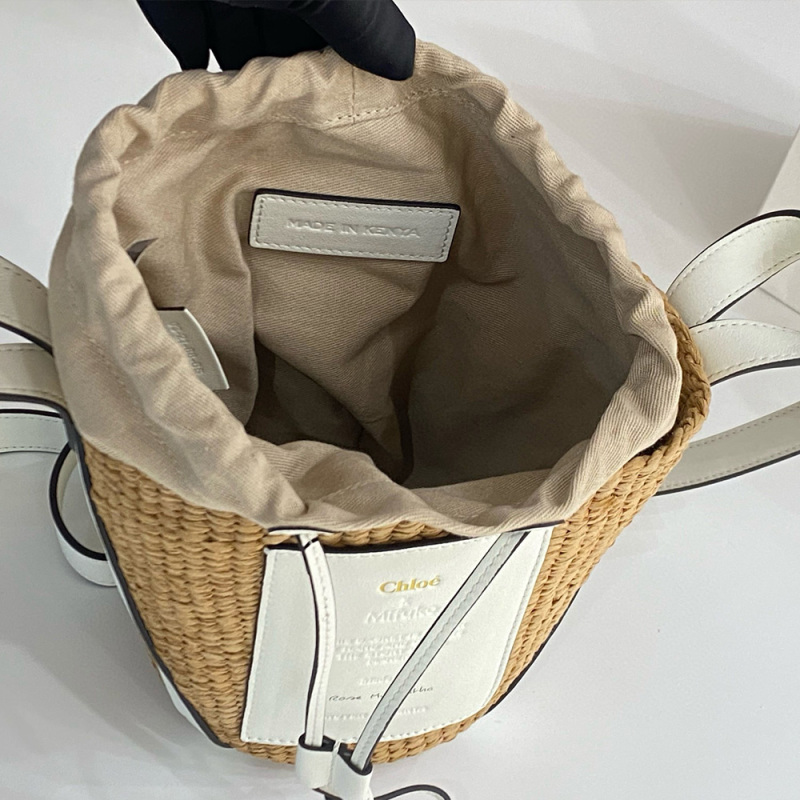 CHLOÉ SMALL WOODY BASKET IN NATURAL FIBERS