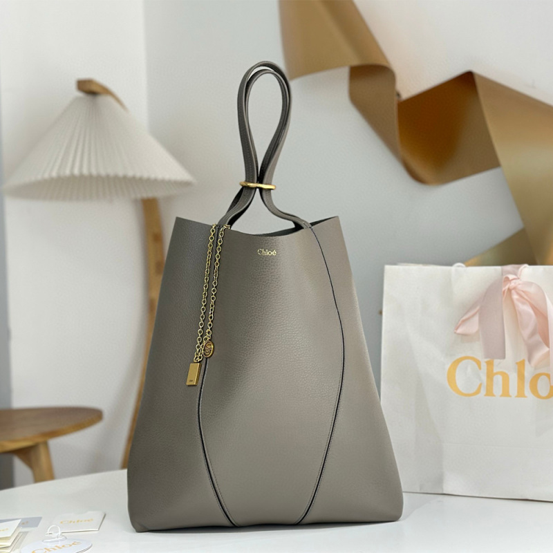LARGE CHLOÉ SPIN TOTE BAG IN GRAINED LEATHER