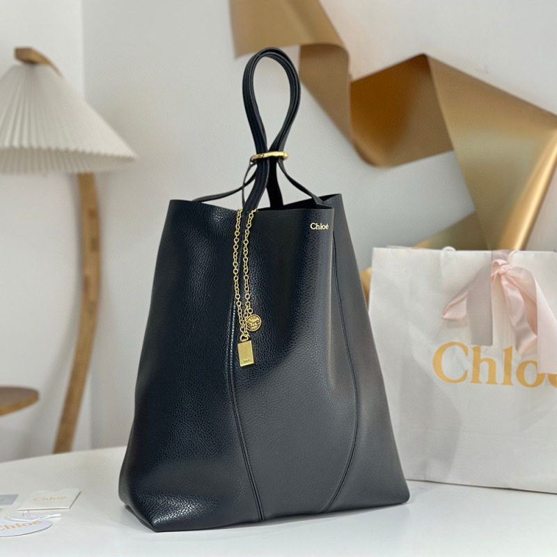 LARGE CHLOÉ SPIN TOTE BAG IN GRAINED LEATHER