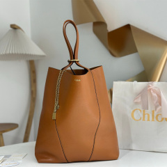 LARGE CHLOÉ SPIN TOTE BAG IN GRAINED LEATHER