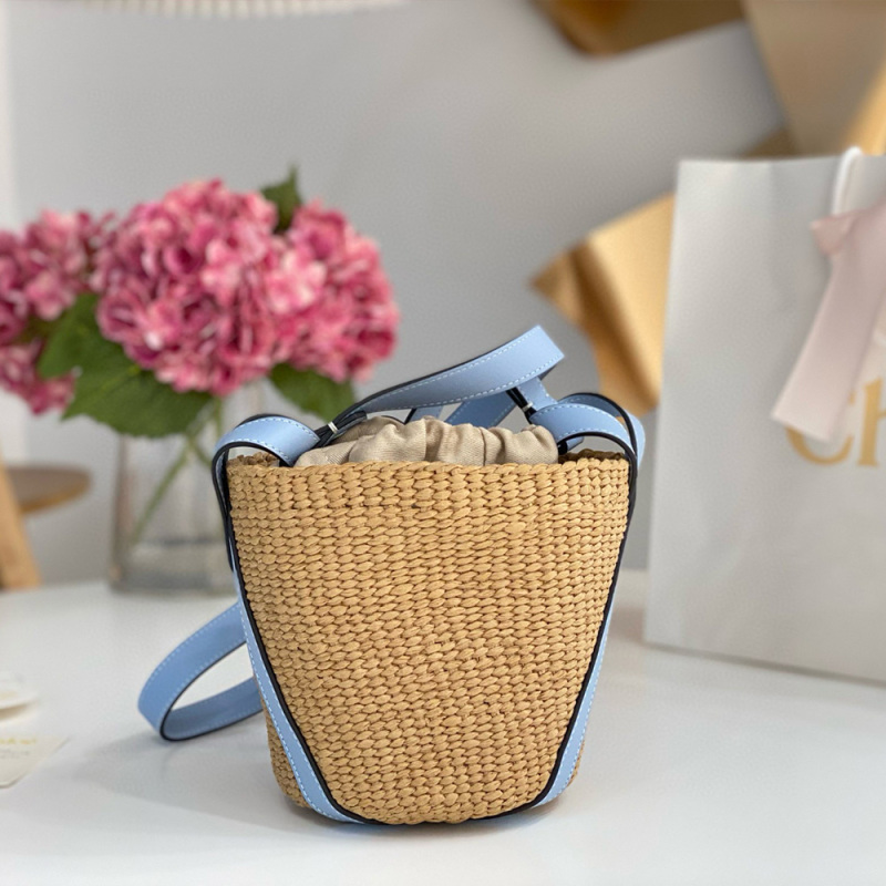 CHLOÉ SMALL WOODY BASKET IN NATURAL FIBERS