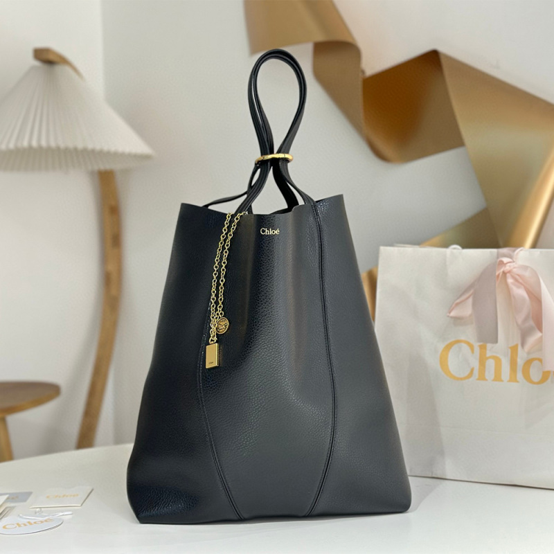 LARGE CHLOÉ SPIN TOTE BAG IN GRAINED LEATHER