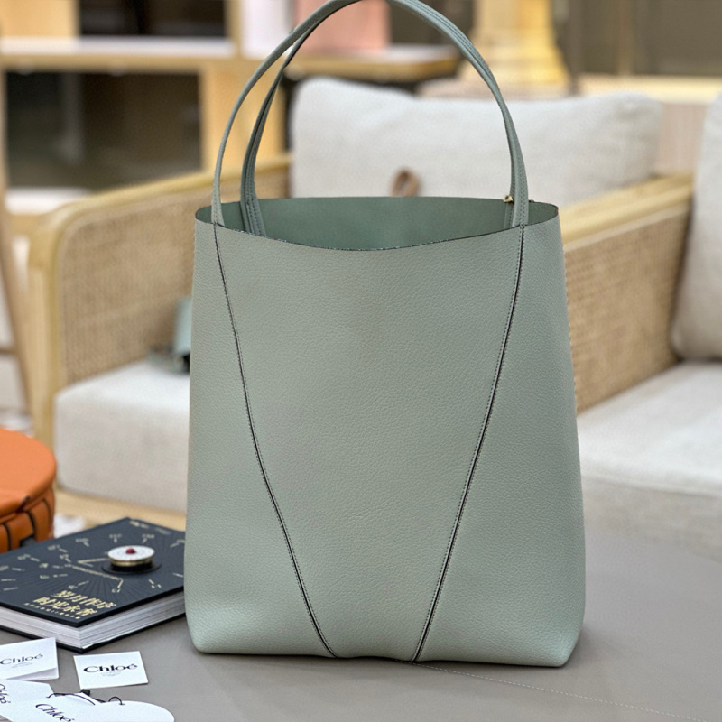 LARGE CHLOÉ SPIN TOTE BAG IN GRAINED LEATHER