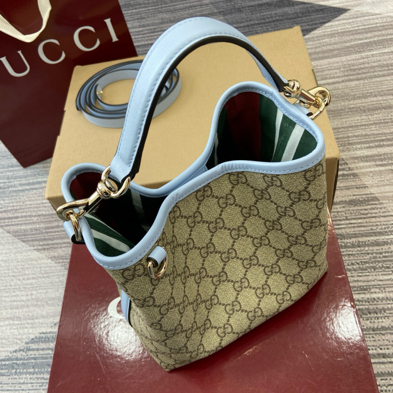 GUCCI GG Emblem small bucket bag