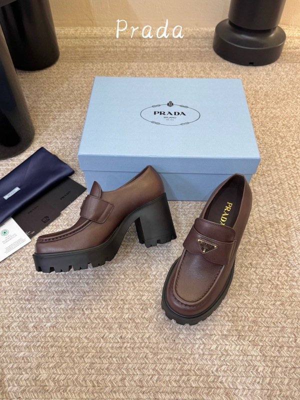 PRADA Thick soled loafers with thick heels (8.5cm)