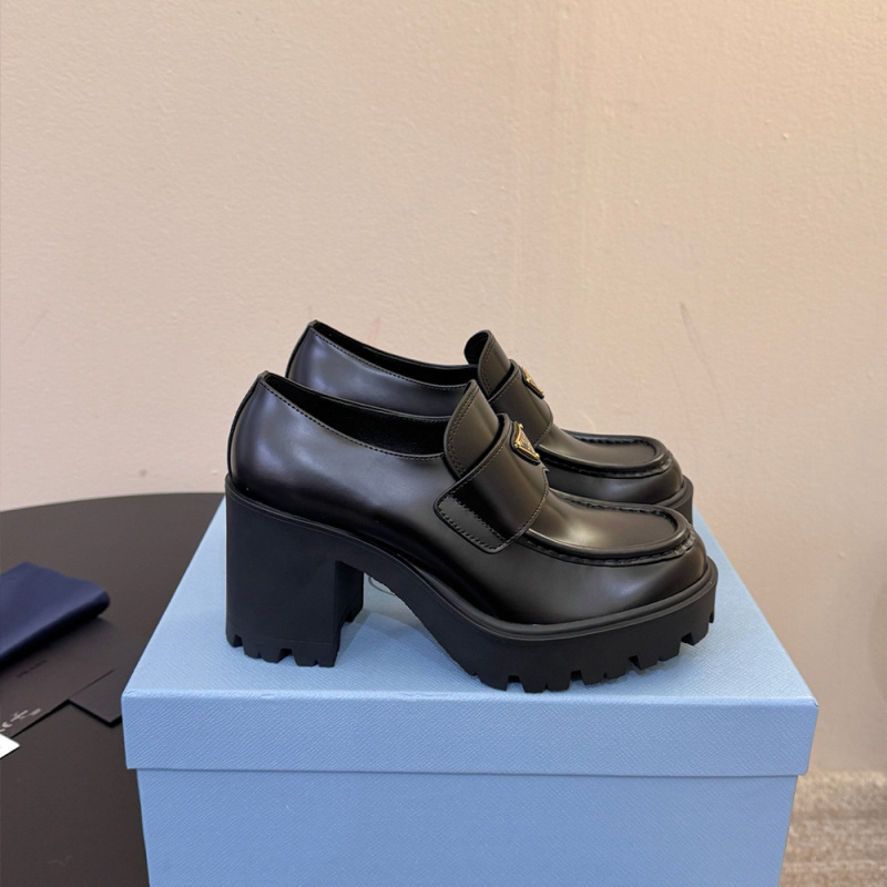 PRADA Thick soled loafers with thick heels (8.5cm)