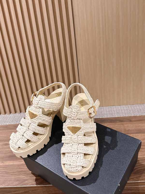 PRADA Weaving Roman Thick soled Sandals (9cm)
