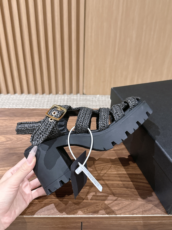 PRADA Weaving Roman Thick soled Sandals (9cm)