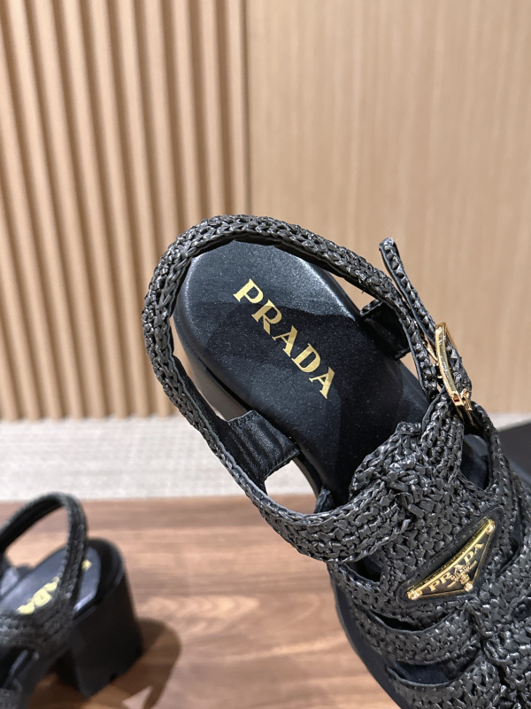 PRADA Weaving Roman Thick soled Sandals (9cm)