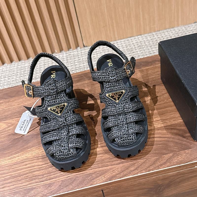 PRADA Weaving Roman Thick soled Sandals (9cm)