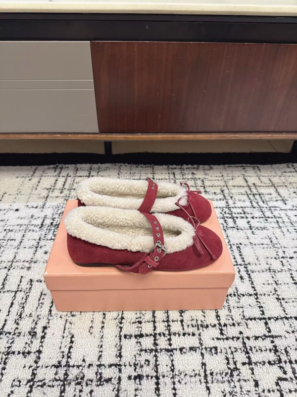 Miu Miu Suede and shearling ballerinas