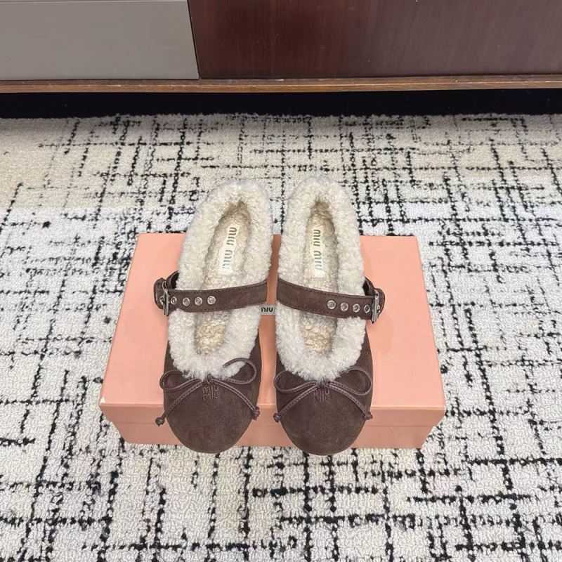 Miu Miu Suede and shearling ballerinas