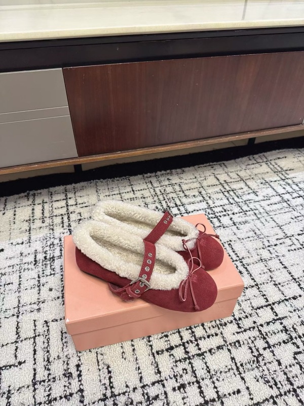 Miu Miu Suede and shearling ballerinas