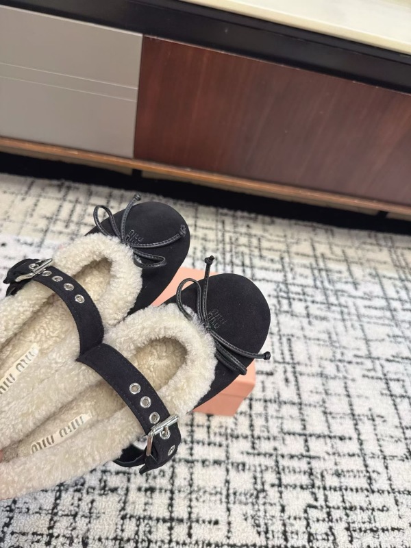 Miu Miu Suede and shearling ballerinas