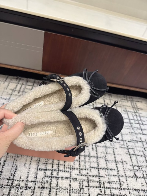 Miu Miu Suede and shearling ballerinas